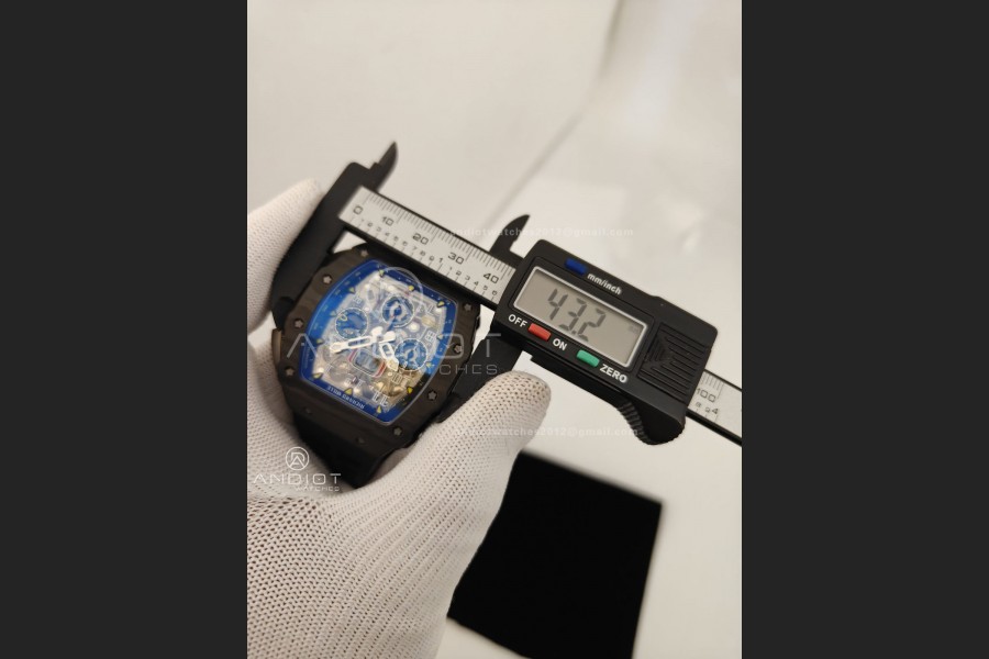 RM011 Black Carbon ABMF Best Edition Skeleton Dial on Black Rubber Strap A7750