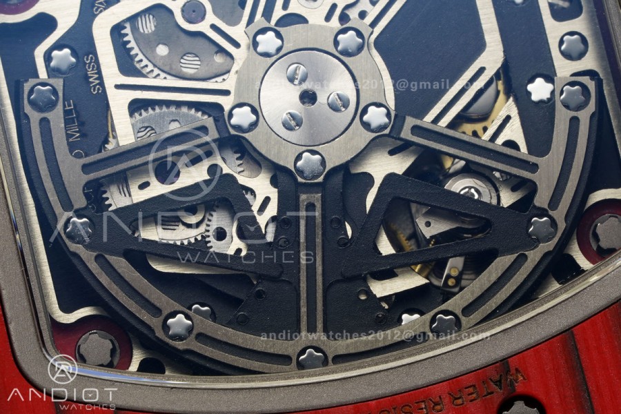 RM011 Red Carbon ABMF Best Edition Skeleton Dial on Red Rubber Strap A7750