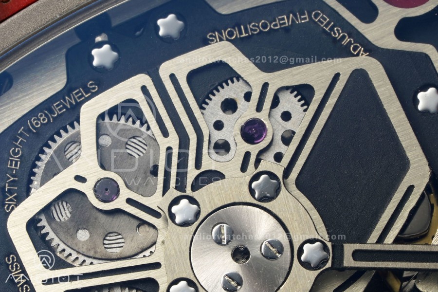 RM011 Red Carbon ABMF Best Edition Skeleton Dial on Red Rubber Strap A7750