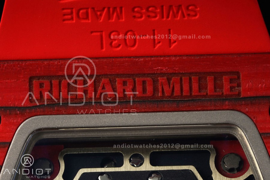 RM011 Red Carbon ABMF Best Edition Skeleton Dial on Red Rubber Strap A7750