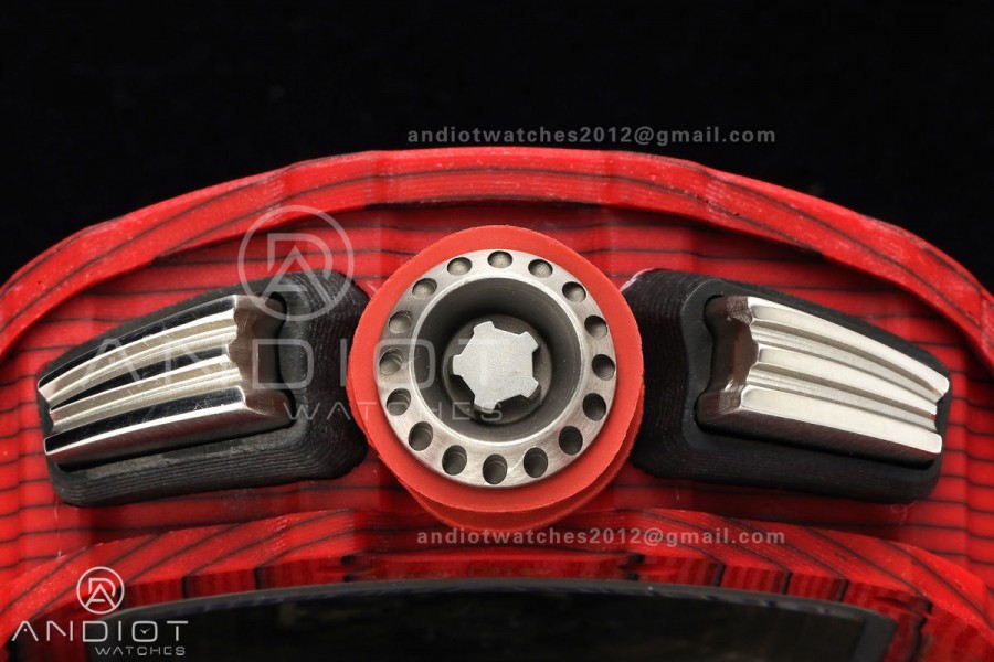 RM011 Red Carbon ABMF Best Edition Skeleton Dial on Red Rubber Strap A7750