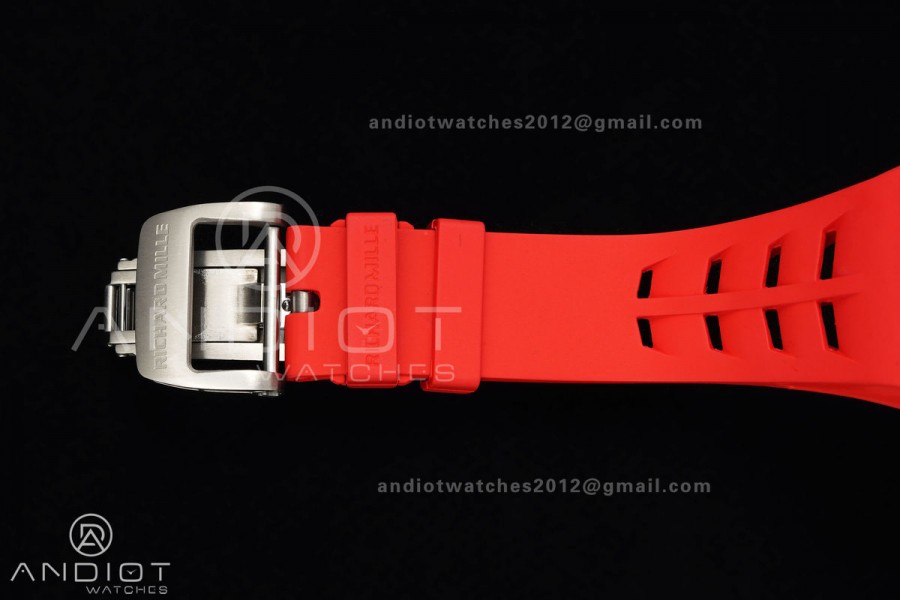 RM011 Red Carbon ABMF Best Edition Skeleton Dial on Red Rubber Strap A7750