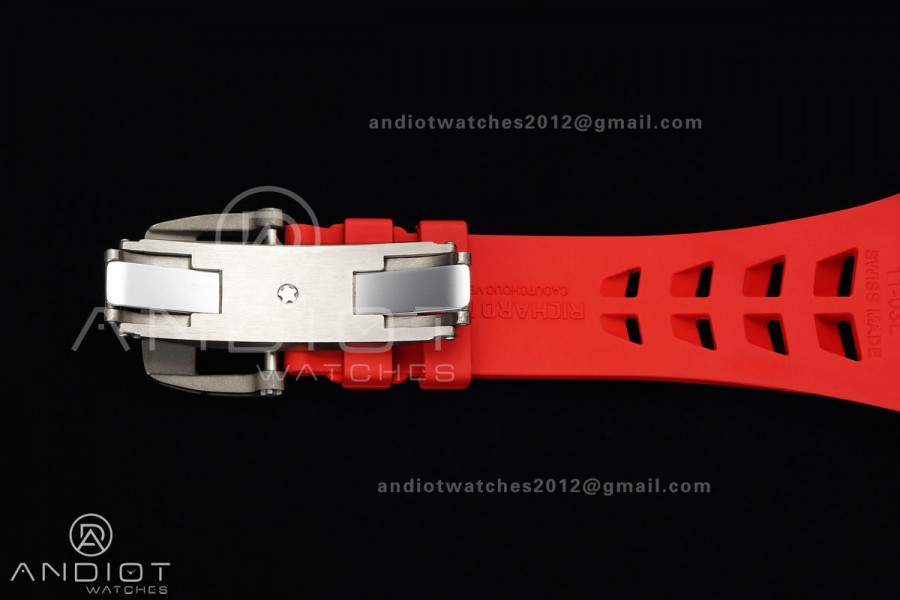 RM011 Red Carbon ABMF Best Edition Skeleton Dial on Red Rubber Strap A7750
