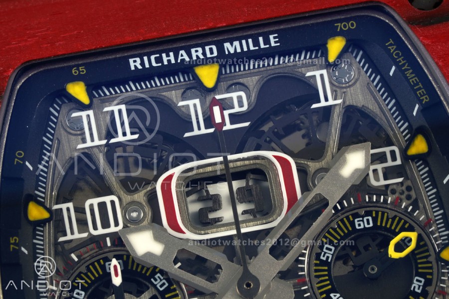 RM011 Red Carbon ABMF Best Edition Skeleton Dial on Red Rubber Strap A7750