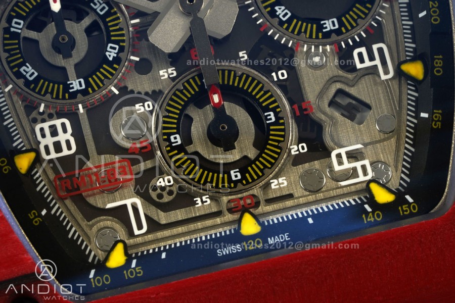 RM011 Red Carbon ABMF Best Edition Skeleton Dial on Red Rubber Strap A7750