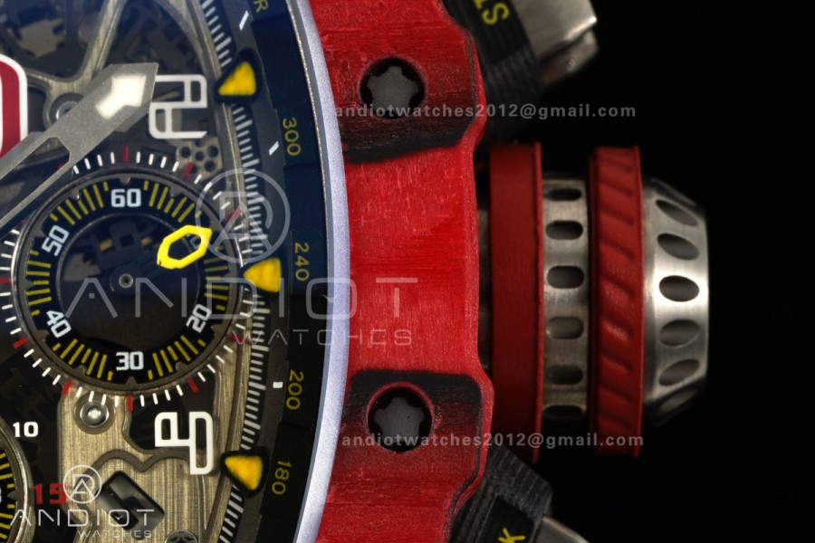 RM011 Red Carbon ABMF Best Edition Skeleton Dial on Red Rubber Strap A7750
