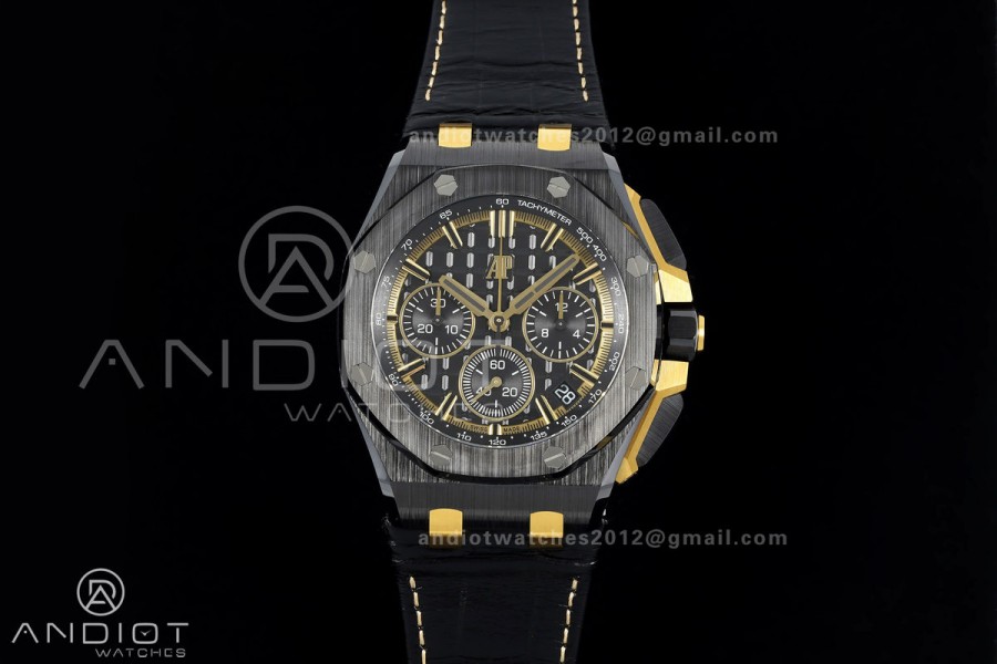 Royal Oak Offshore 43mm Ceramic/YG APPF Best Edition Black Dial on Black Leather Strap AA4401