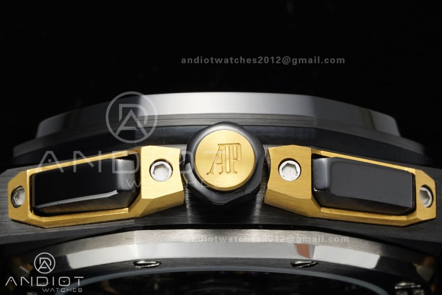 Royal Oak Offshore 43mm Ceramic/YG APPF Best Edition Black Dial on Black Leather Strap AA4401