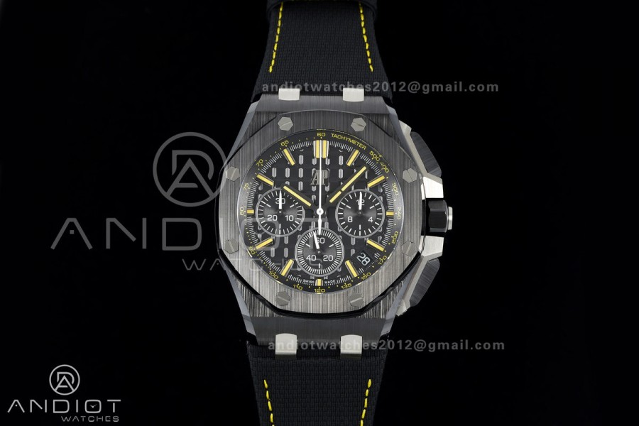 Royal Oak Offshore 43mm Ceramic/SS APPF Best Edition Black/Yellow Dial on Black Leather Strap AA4401
