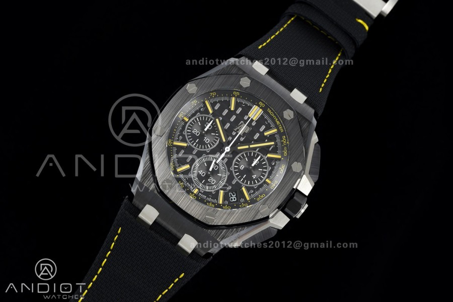 Royal Oak Offshore 43mm Ceramic/SS APPF Best Edition Black/Yellow Dial on Black Leather Strap AA4401