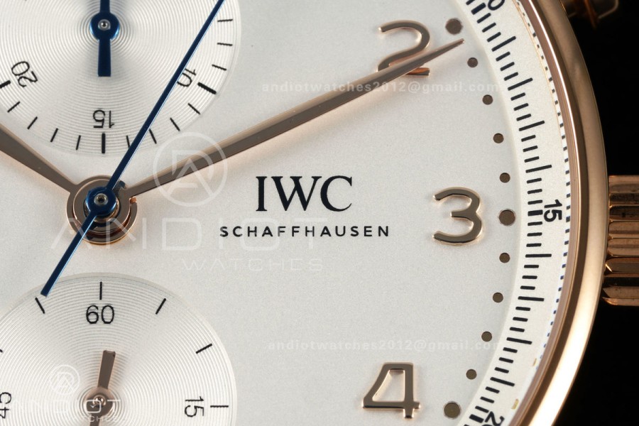 Portugieser Chrono IW371611 RG APSF 1:1 Best Edition White Dial on Brown Leather Strap DD69355 Super Clone