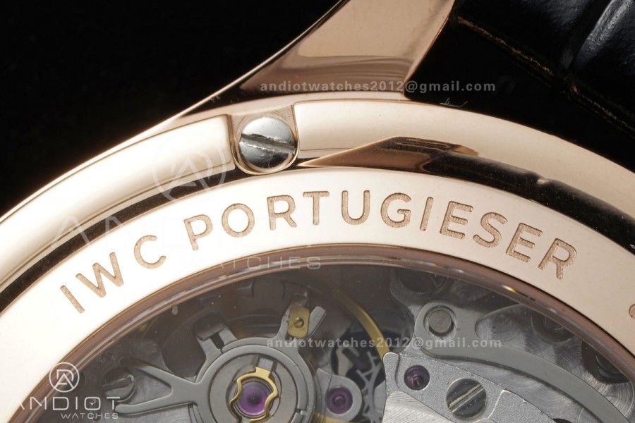 Portugieser Chrono iw371625 RG APSF 1:1 Best Edition Black Dial on Black Leather Strap DD69355 Super Clone