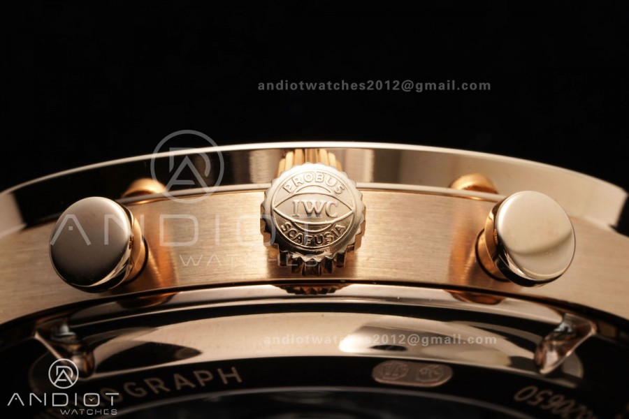 Portugieser Chrono iw371625 RG APSF 1:1 Best Edition Black Dial on Black Leather Strap DD69355 Super Clone