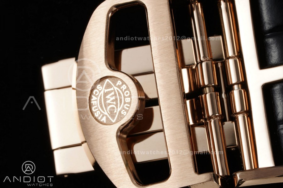 Portugieser Chrono iw371625 RG APSF 1:1 Best Edition Black Dial on Black Leather Strap DD69355 Super Clone