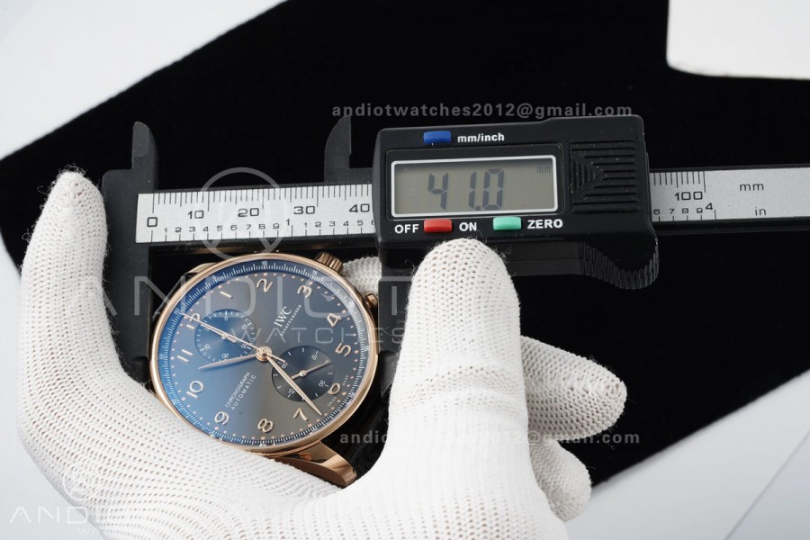 Portugieser Chrono iw371625 RG APSF 1:1 Best Edition Black Dial on Black Leather Strap DD69355 Super Clone