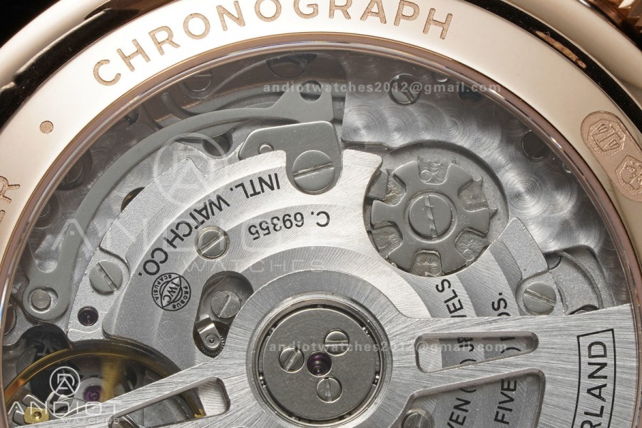 Portugieser Chrono iw371625 RG APSF 1:1 Best Edition Black Dial on Black Leather Strap DD69355 Super Clone