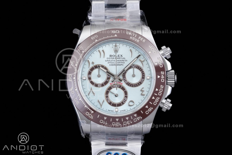 Daytona 116506 3CF 1:1 Best Edition Ice Blue Arabic Dial on SS Bracelet DD4130 V2 (Mod Version)