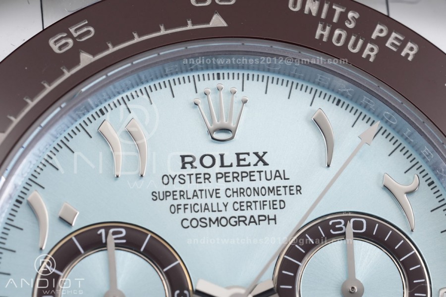 Daytona 116506 3CF 1:1 Best Edition Ice Blue Arabic Dial on SS Bracelet DD4130 V2 (Mod Version)