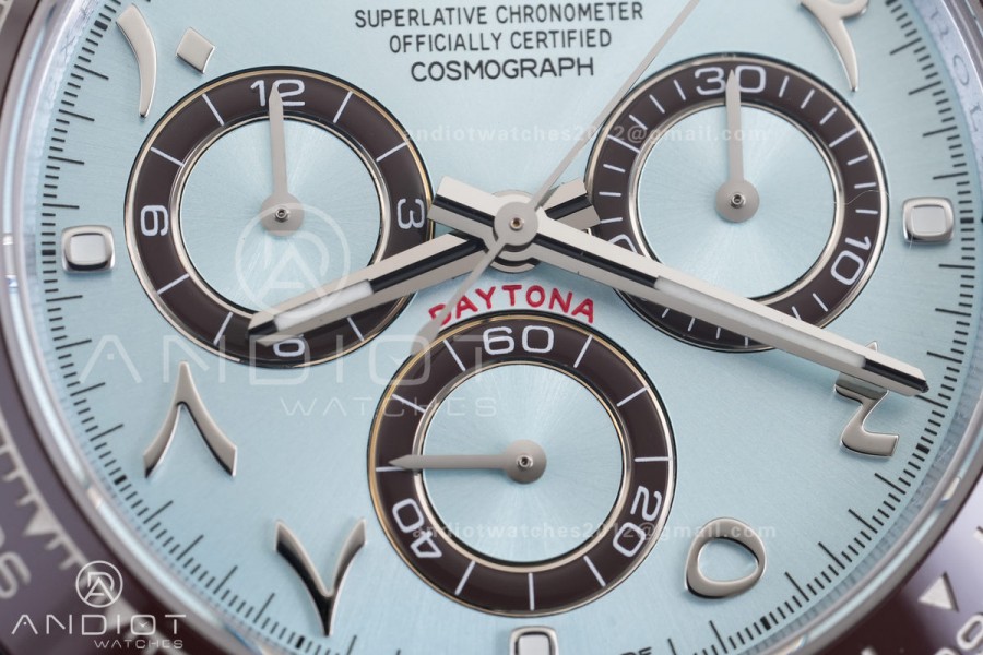 Daytona 116506 3CF 1:1 Best Edition Ice Blue Arabic Dial on SS Bracelet DD4130 V2 (Mod Version)