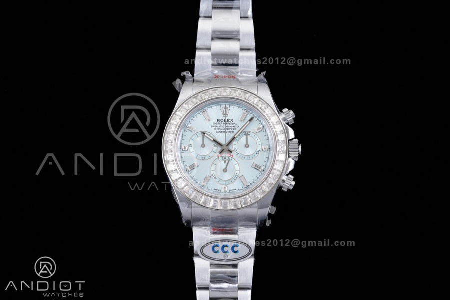 Daytona 116576TBR 3CF 1:1 Best Edition Ice Blue Dial on SS Bracelet DD4130 V2 (Mod Version)