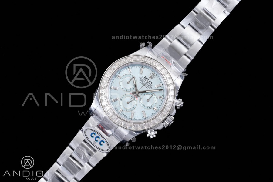 Daytona 116576TBR 3CF 1:1 Best Edition Ice Blue Dial on SS Bracelet DD4130 V2 (Mod Version)