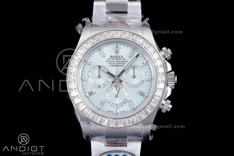 Daytona 116576TBR 3CF 1:1 Best Edition Ice Blue Dial on SS Bracelet DD4130 V2 (Mod Version)