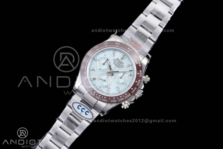 Daytona 116506 3CF 1:1 Best Edition Ice Blue Crystal Dial on SS Bracelet DD4130 V2 (Mod Version)