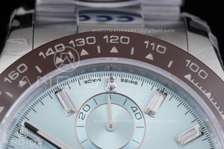 Daytona 116506 3CF 1:1 Best Edition Ice Blue Crystal Dial on SS Bracelet DD4130 V2 (Mod Version)