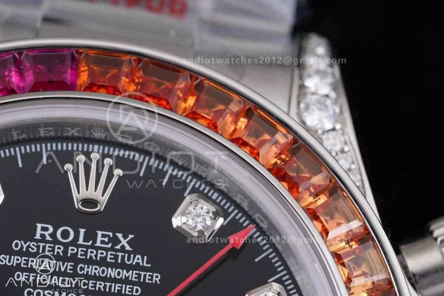 Daytona 116599rbow 3CF 1:1 Best Edition Black Diamonds Dial on SS Bracelet DD4130 V2 (Mod Version)