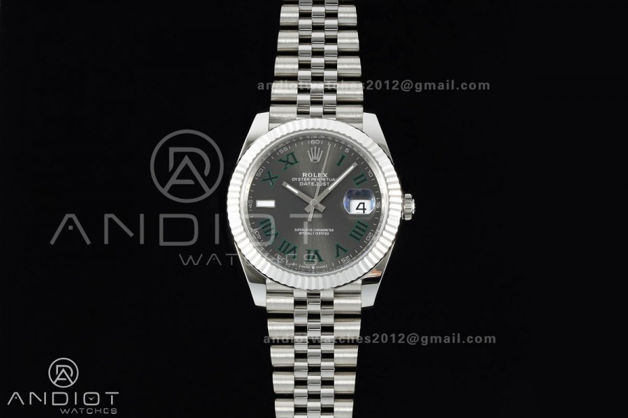 DateJust 41 126334 Clean Plus 1:1 Best Edition Gray Dial Green Roman on Jubilee Bracelet DD3235