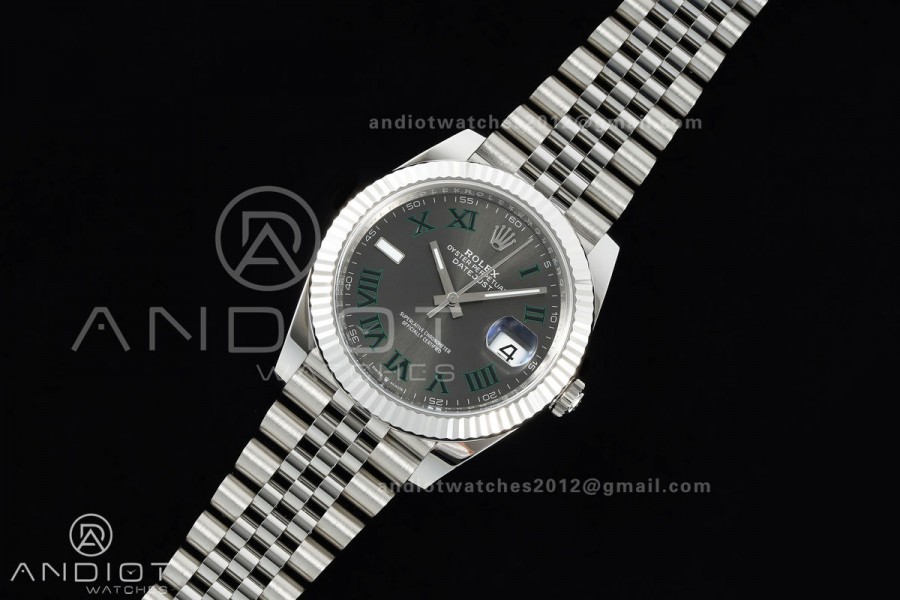 DateJust 41 126334 Clean Plus 1:1 Best Edition Gray Dial Green Roman on Jubilee Bracelet DD3235