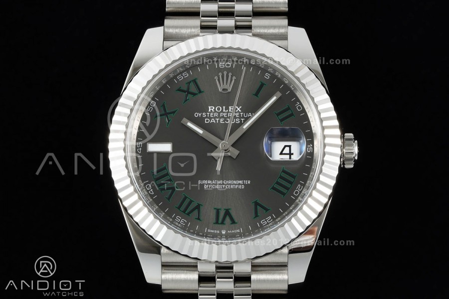 DateJust 41 126334 Clean Plus 1:1 Best Edition Gray Dial Green Roman on Jubilee Bracelet DD3235