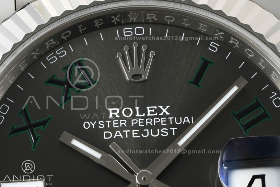 DateJust 41 126334 Clean Plus 1:1 Best Edition Gray Dial Green Roman on Jubilee Bracelet DD3235