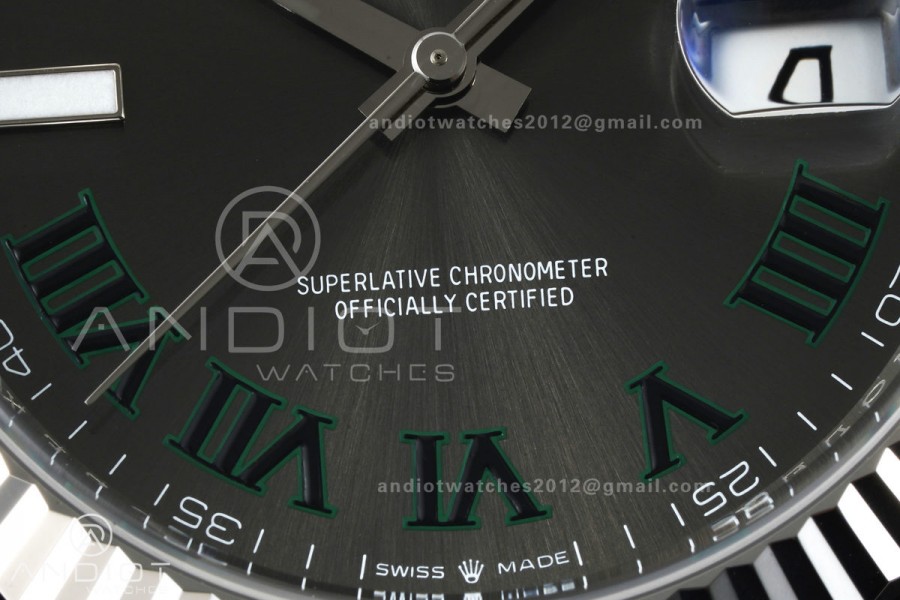 DateJust 41 126334 Clean Plus 1:1 Best Edition Gray Dial Green Roman on Jubilee Bracelet DD3235