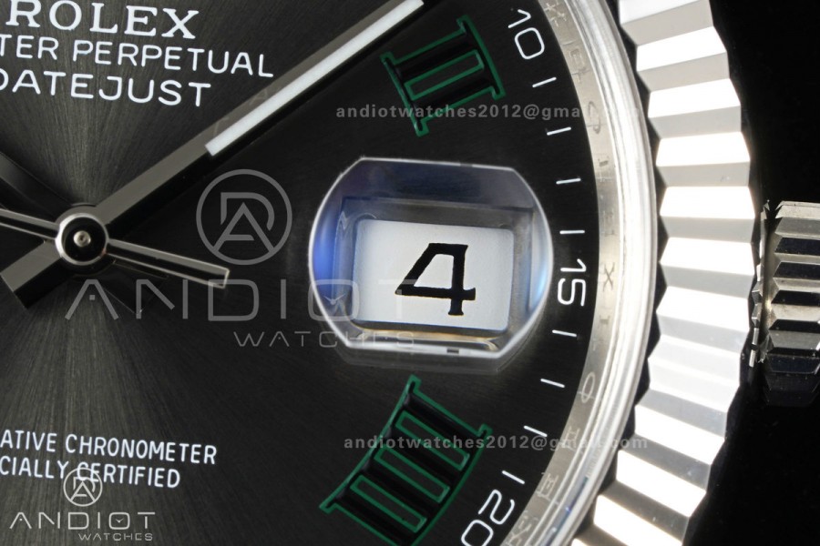 DateJust 41 126334 Clean Plus 1:1 Best Edition Gray Dial Green Roman on Jubilee Bracelet DD3235