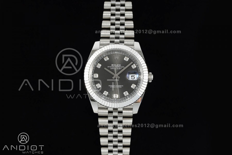 DateJust 41 126334 Clean Plus 1:1 Best Edition Gray Diamonds Dial on Jubilee Bracelet DD3235