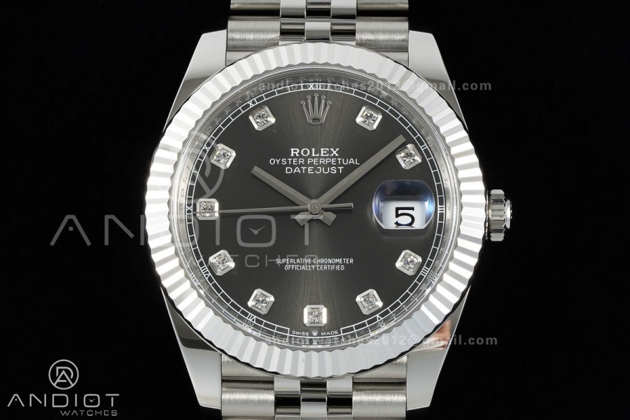 DateJust 41 126334 Clean Plus 1:1 Best Edition Gray Diamonds Dial on Jubilee Bracelet DD3235