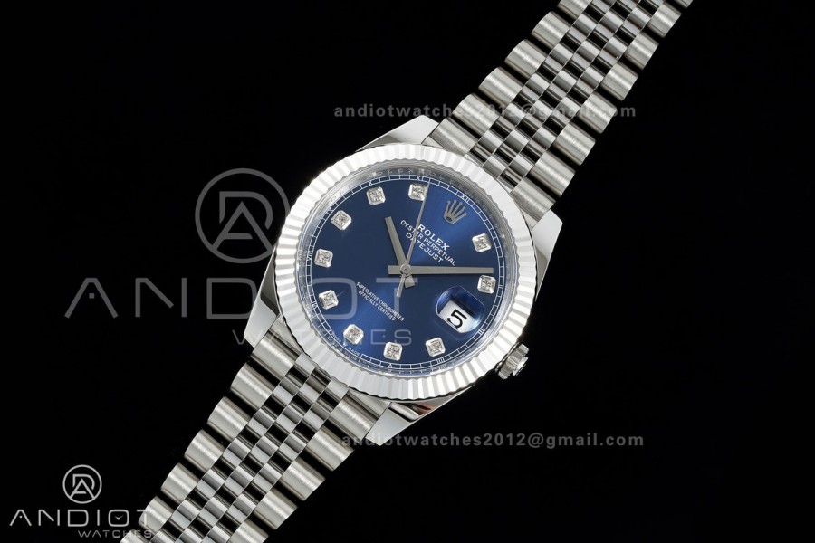 DateJust 41 126334 Clean Plus 1:1 Best Edition Blue Diamonds Dial on Jubilee Bracelet DD3235