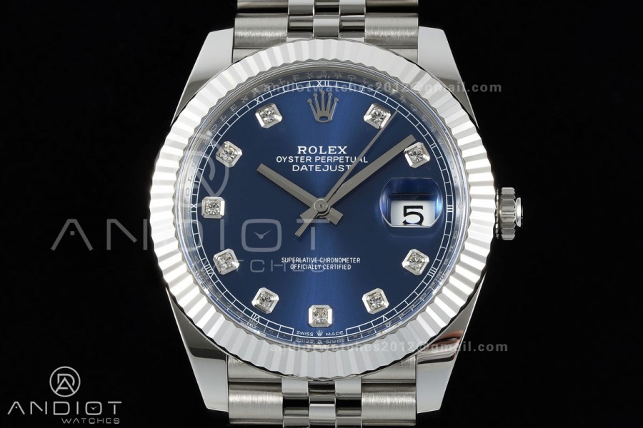 DateJust 41 126334 Clean Plus 1:1 Best Edition Blue Diamonds Dial on Jubilee Bracelet DD3235