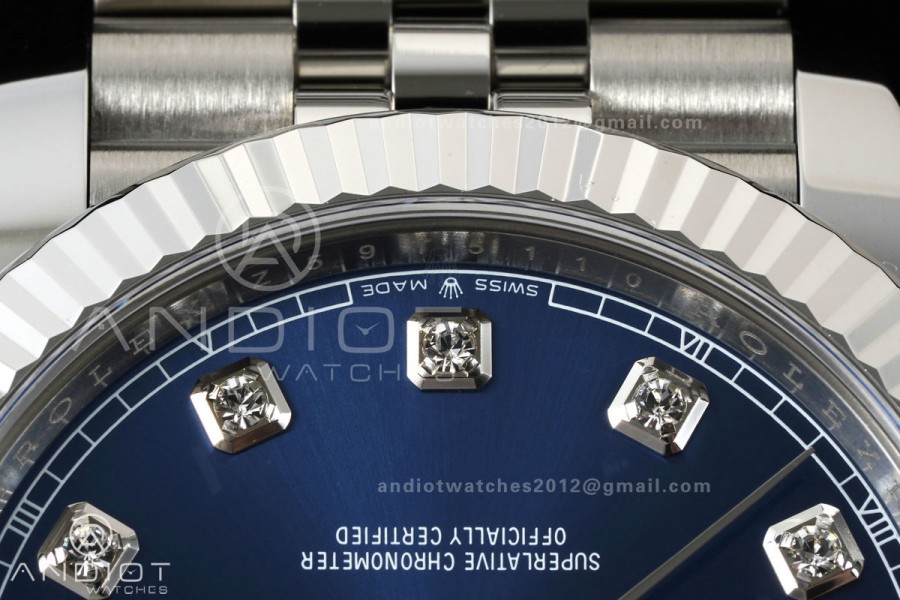 DateJust 41 126334 Clean Plus 1:1 Best Edition Blue Diamonds Dial on Jubilee Bracelet DD3235