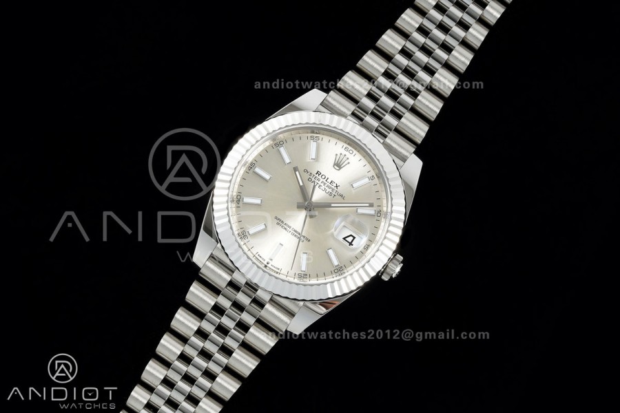 DateJust 41 126334 Clean Plus 1:1 Best Edition Silver Stick Dial on Jubilee Bracelet DD3235