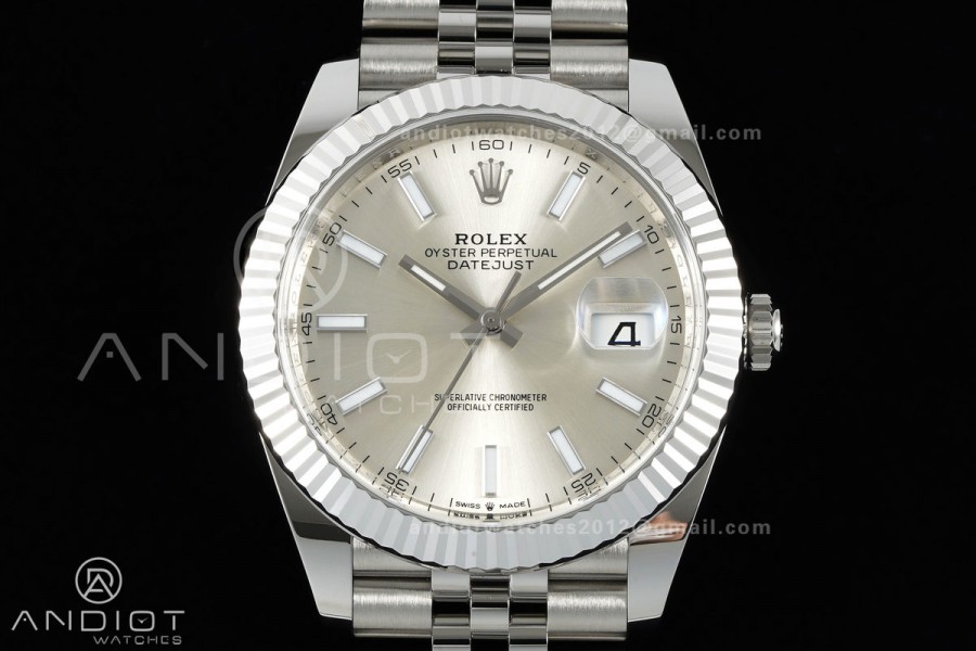 DateJust 41 126334 Clean Plus 1:1 Best Edition Silver Stick Dial on Jubilee Bracelet DD3235