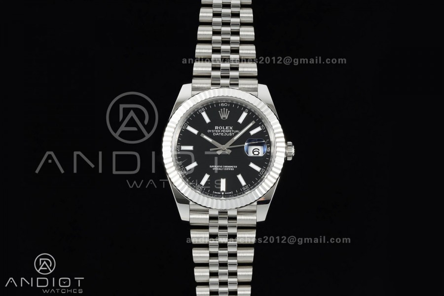 DateJust 41 126334 Clean Plus 1:1 Best Edition Black Stick Dial on Jubilee Bracelet DD3235