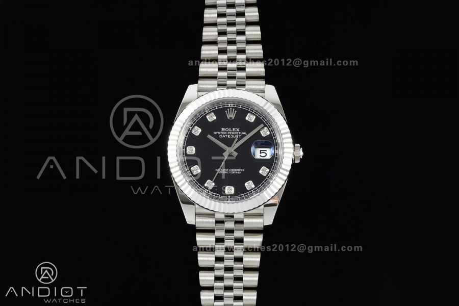 DateJust 41 126334 Clean Plus 1:1 Best Edition Black Diamonds Dial on Jubilee Bracelet DD3235