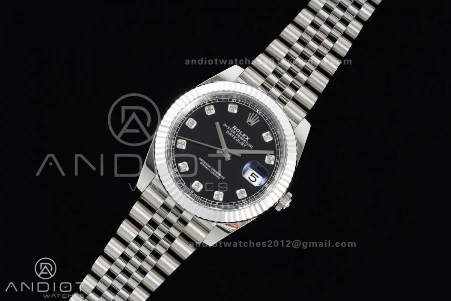 DateJust 41 126334 Clean Plus 1:1 Best Edition Black Diamonds Dial on Jubilee Bracelet DD3235