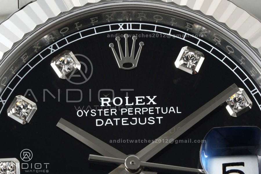 DateJust 41 126334 Clean Plus 1:1 Best Edition Black Diamonds Dial on Jubilee Bracelet DD3235