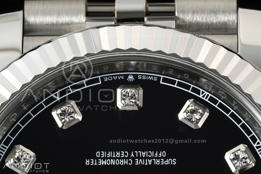 DateJust 41 126334 Clean Plus 1:1 Best Edition Black Diamonds Dial on Jubilee Bracelet DD3235