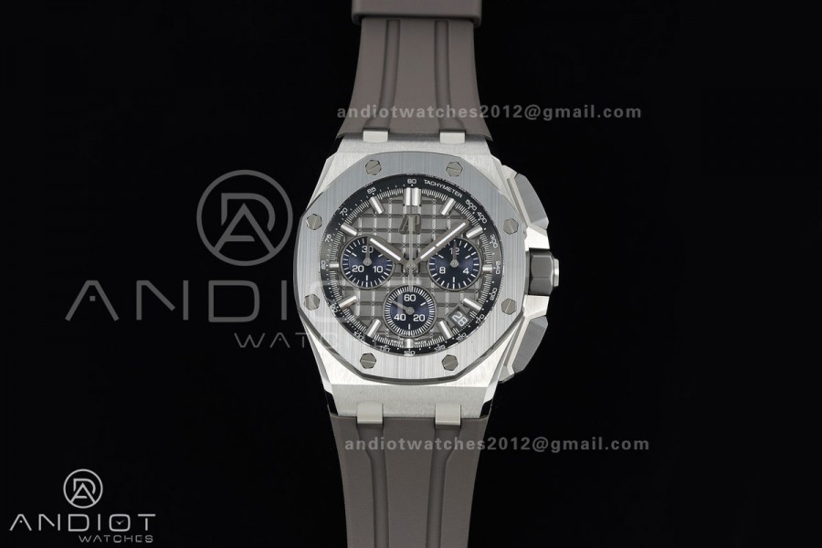Royal Oak Offshore 43mm 26420io Titanium DDF 1:1 Best Edition Gray Dial on Gray Rubber Strap DD4401 Super Clone