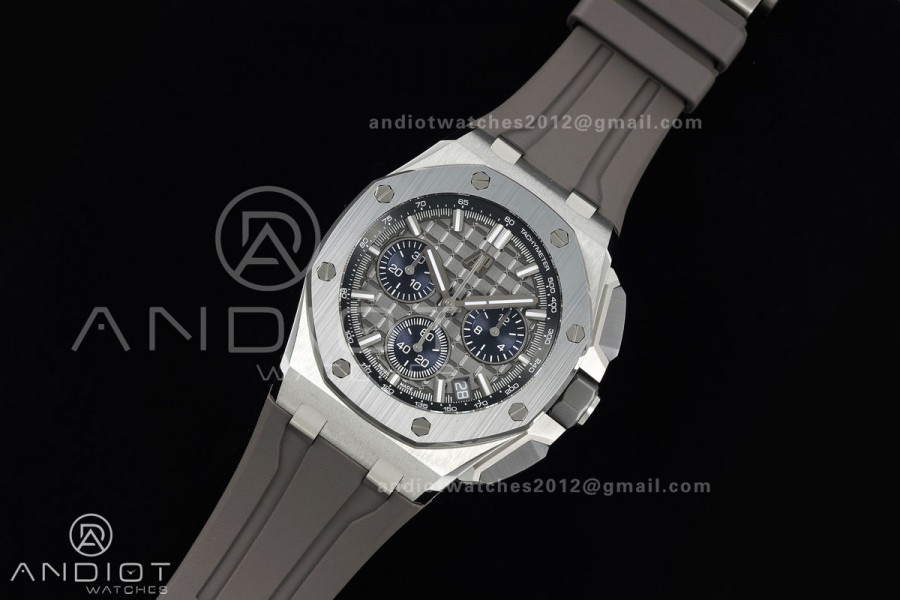 Royal Oak Offshore 43mm 26420io Titanium DDF 1:1 Best Edition Gray Dial on Gray Rubber Strap DD4401 Super Clone
