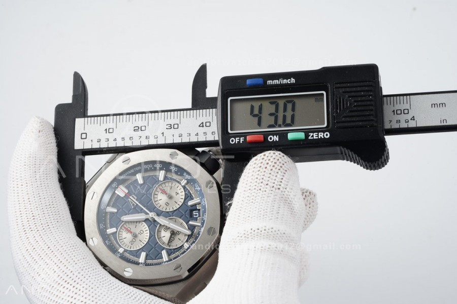 Royal Oak Offshore 43mm 26420io Titanium DDF 1:1 Best Edition Gray Dial on Gray Rubber Strap DD4401 Super Clone